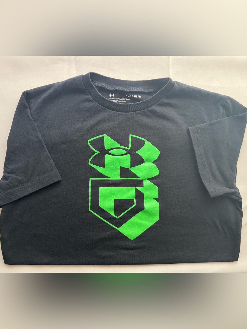 Under Armour Boy’s Black Short-Sleeve Tee with Bright Green Graphic
